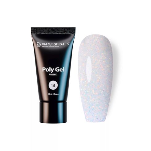 Polygel 18 - White Unicorn (Milky white auróra csillámokkal) - 30ml - HEMA-mentes