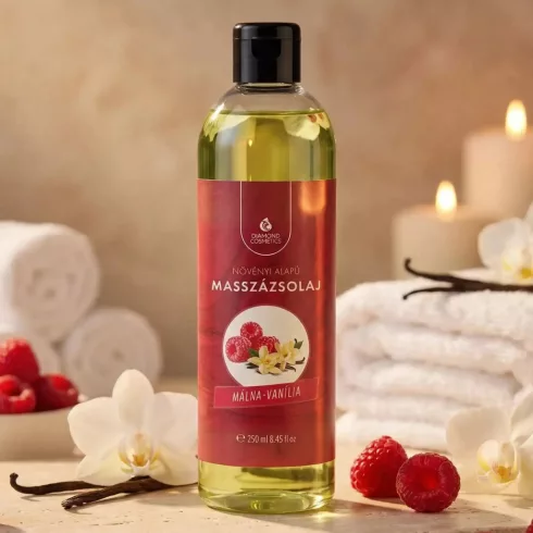 Málna–Vanília illatú masszázsolaj – 250ml – Relaxáló és nyugtató hatású