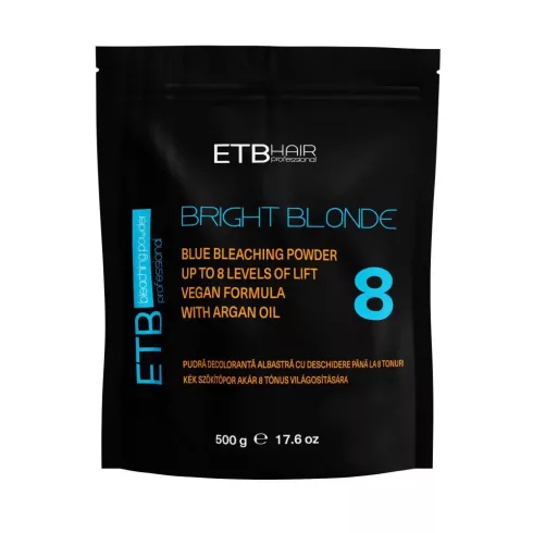 ETB Hair Professional Bright Blonde Szőkítőpor Keratinnal, 8 Szint Világosítással Kék 500 gr