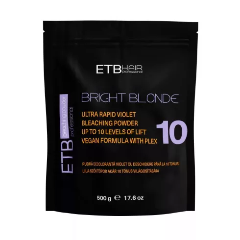 ETB Hair Professional Bright Blonde Szőkítőpor Plex formulával, Lila, 10 Szint Világosítással 500gr