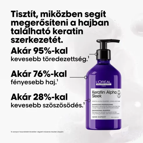 KERATIN ALPHA SLEEK sampon a sima megjelenésű frizuráért 500 ml