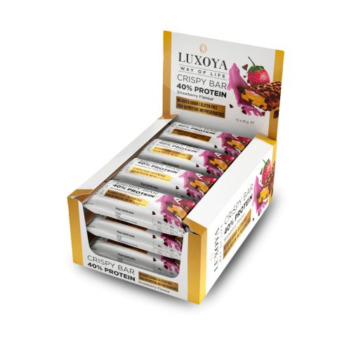 CRISPY BAR 40% PROTEIN ROPPANÓS FEHÉRJE SZELETEK 12x45 g - Eper ízű