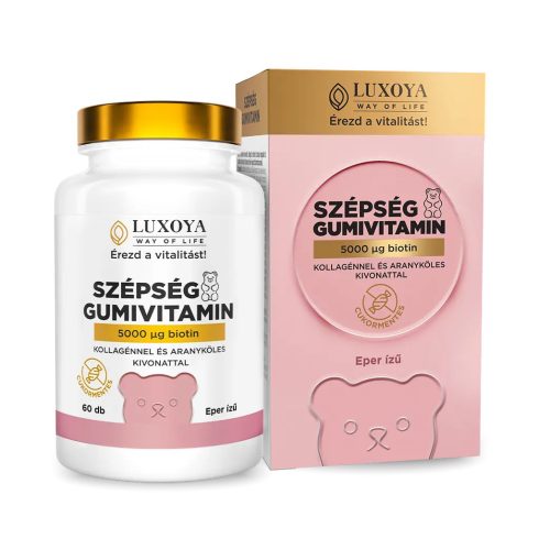 SZÉPSÉG GUMIVITAMIN – BIOTINNAL, KOLLAGÉNNEL ÉS ARANYKÖLES KIVONATTAL - Eper ízű - 60db