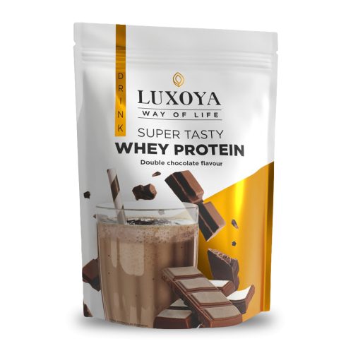 SUPER TASTY WHEY PROTEIN - PRÉMIUM TEJSAVÓ FEHÉRJE ITALPOR 450 g DOY - Dupla csokoládé ízű - VALÓDI CSOKIDARABOKKAL!
