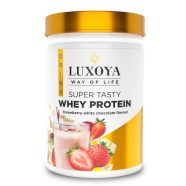   SUPER TASTY WHEY PROTEIN - PRÉMIUM TEJSAVÓ FEHÉRJE ITALPOR 450 g PET - Eper-fehér csokoládé ízű VALÓDI EPERDARABOKKAL!