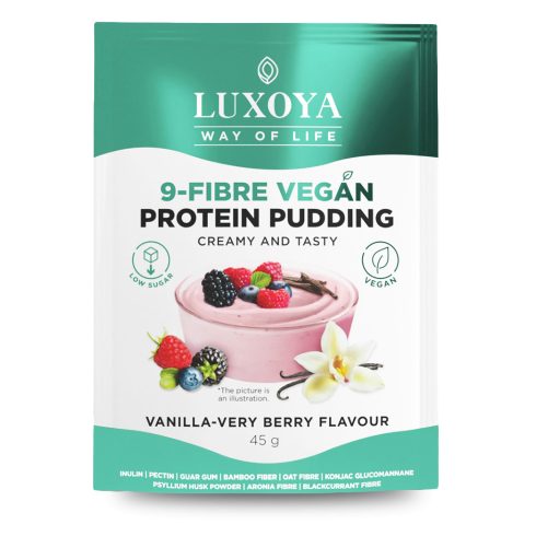 9-FIBRE VEGAN PROTEIN PUDDING - VEGÁN FEHÉRJÉT TARTALMAZÓ ROSTPUDING 9 FÉLE NÖVÉNYI ROSTTAL 45 g - Vanília-erdei gyümölcs ízű