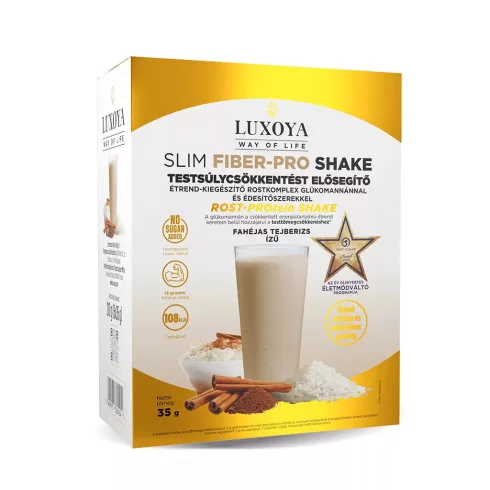 Slim Fiber-Pro Shake - Fahéjas tejberizs - Testsúlycsökkentést elősegítő étrend-kiegészítő rostkomplex glükomannánnal és édesítőszerekkel - 6x35g